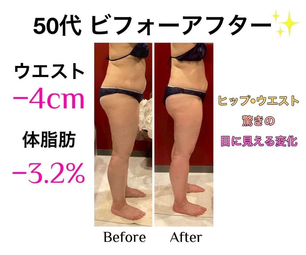50代 ウエスト-4cm 体脂肪-3.2% ビフォーアフター